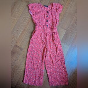 George Coral Floral Button-Front Jumpsuit